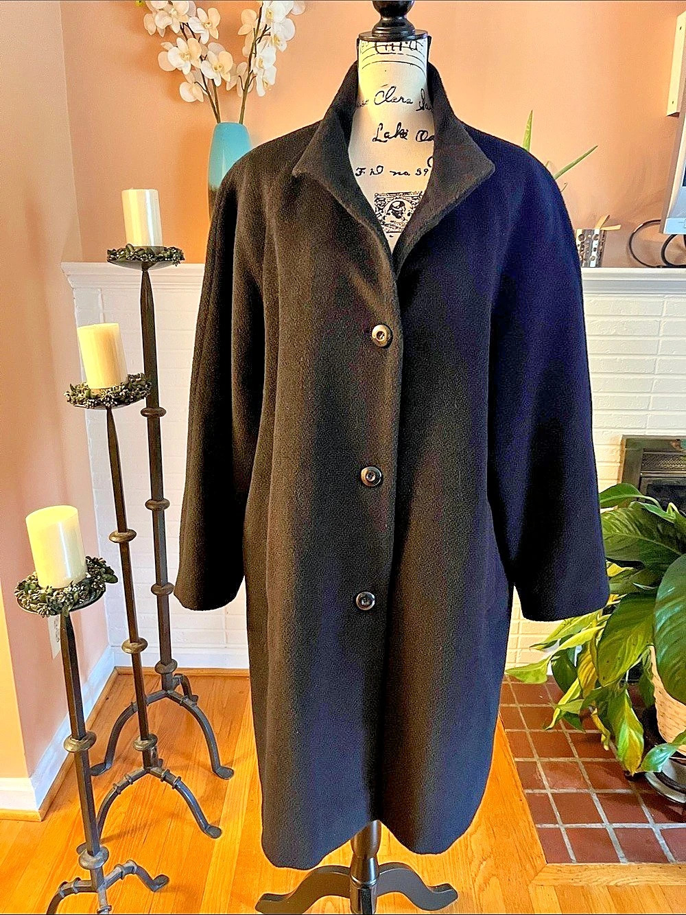 Jones New York Lined Black Wool Blend Coat Size 22W